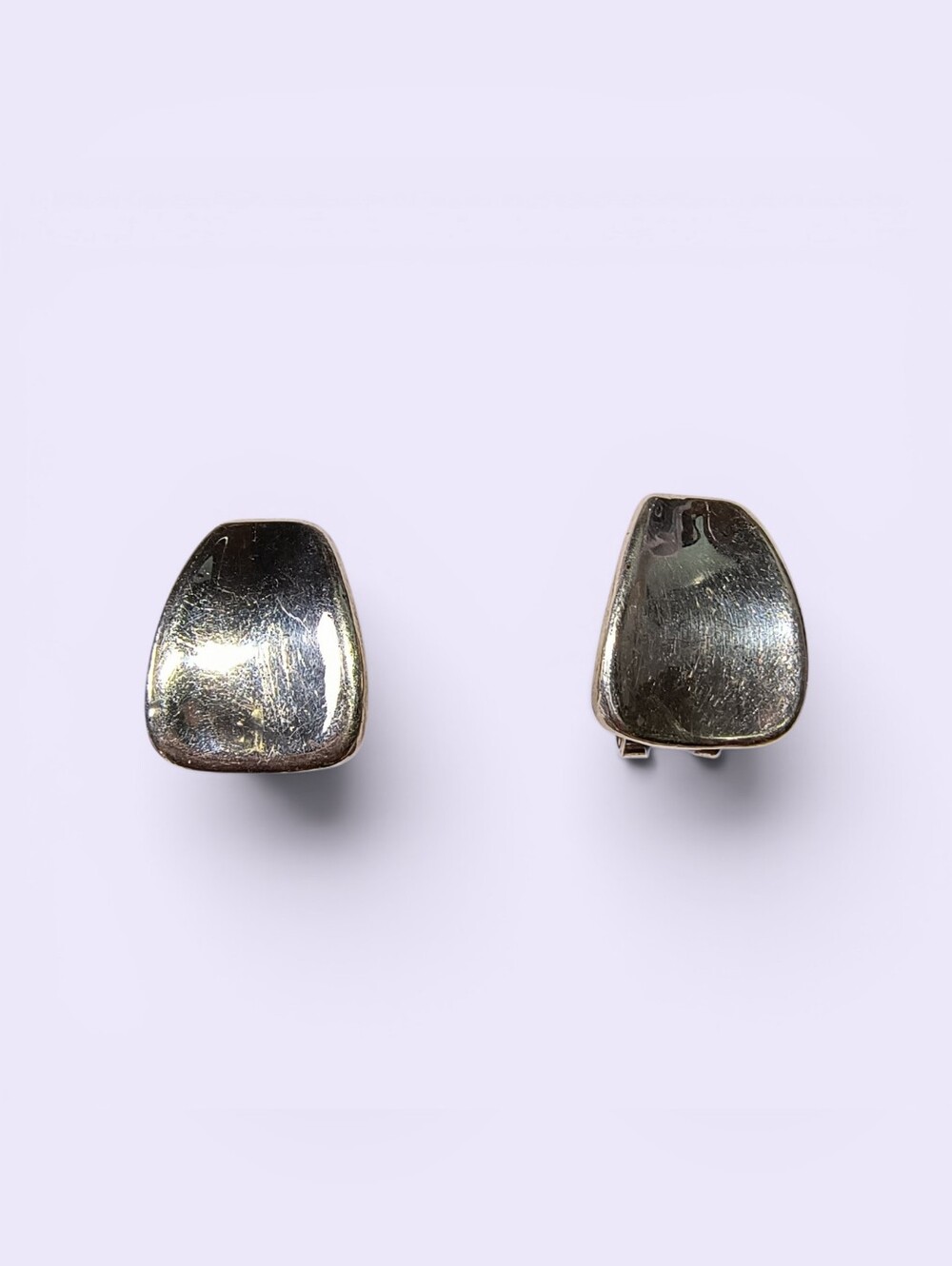 Vintage Israel Sterling Silver Modernist Earrings With Omega Backs